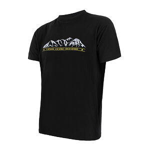 SENSOR MERINO PT TEE  SS MEN BLACK MOUNTAINS