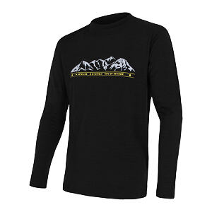 SENSOR MERINO PT TEE LS MEN BLACK MOUNTAINS