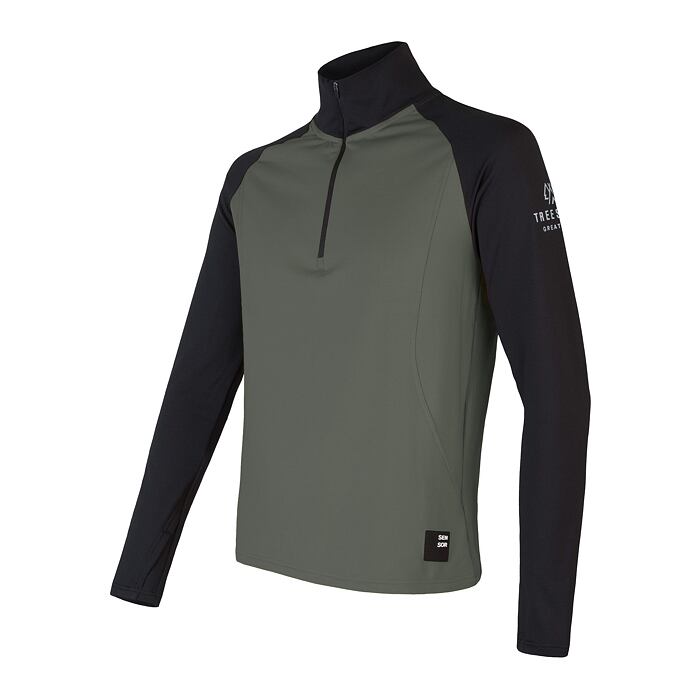 COOLMAX THERMO sweatshirt zip MEN olive green/blk